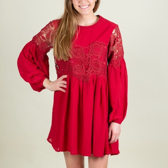 red balloon sleeve dress